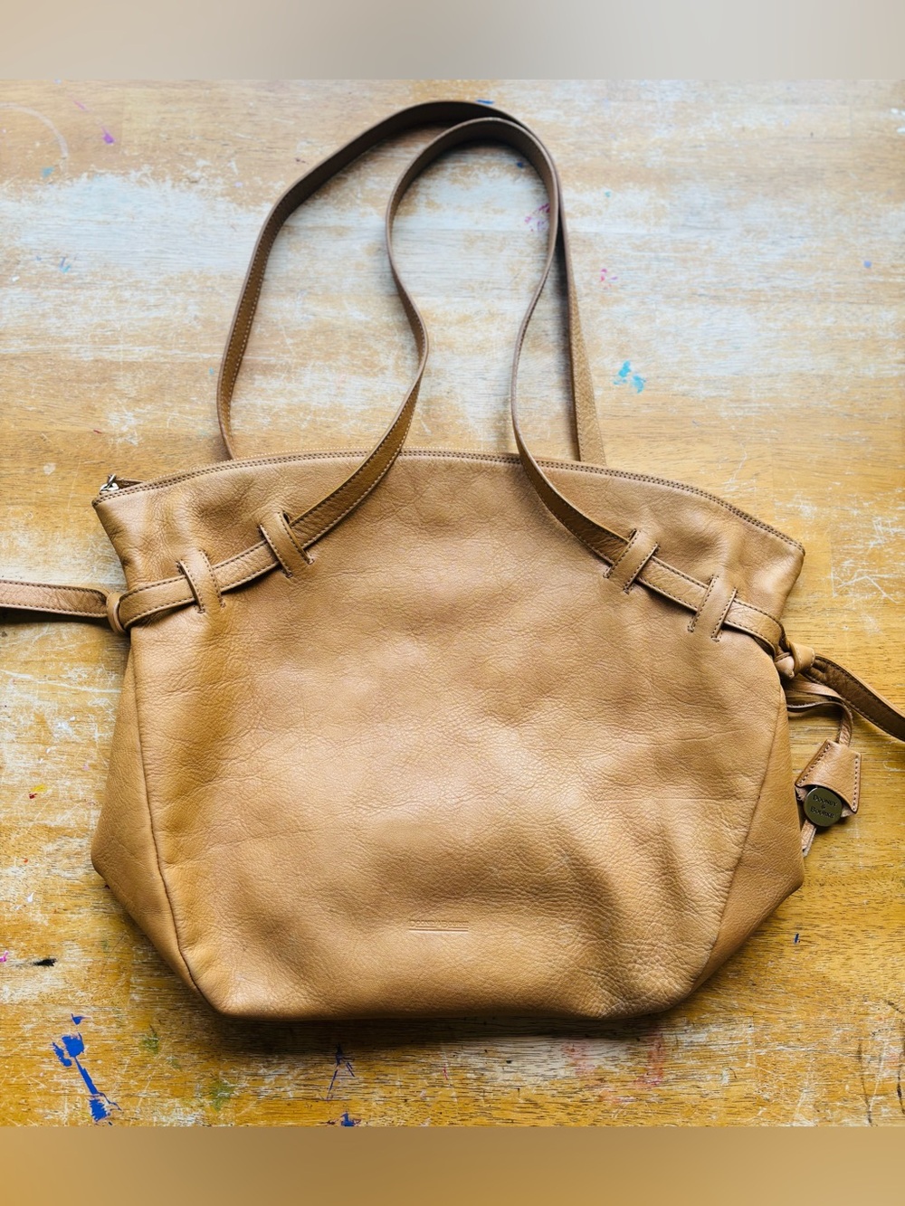 Dooney & Bourke made in Italy Tan Leather Tote - Soft Pebble Grain slouchy Bag - Picture 16 of 16